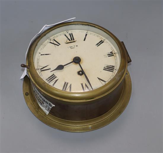 A Smith eight day brass ships clock